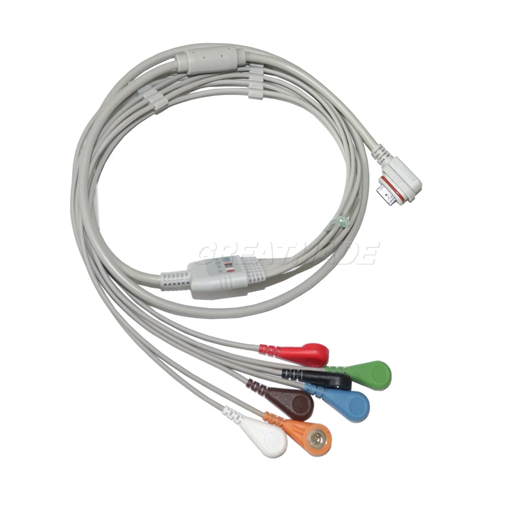 Cable de paciente compatible con Holter Seer Light GE 2008594-004, 3 canales, 7 derivaciones