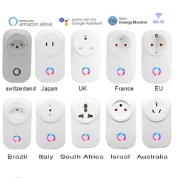 Smart life WIFI Smart Socket Plug EU UK AU BR FR JP Israel Italy France Plug 16A Remote Control Alexa Google Home Energy Monitor