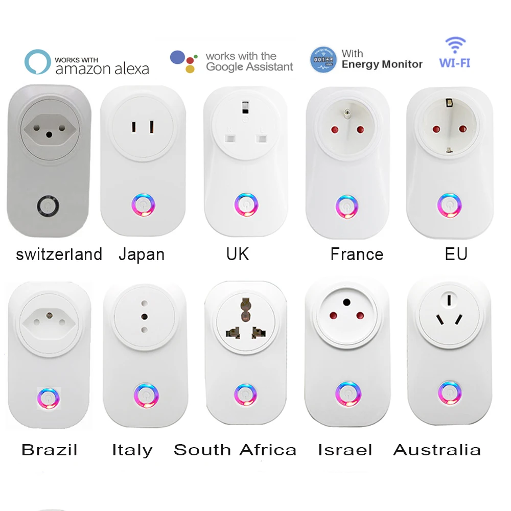 Smart Life WIFI Smart Socket Plug EU UK AU BR FR JP Israel Ita Swit Plug 10A/16A Remote Control Alexa Google Home Energy Monitor