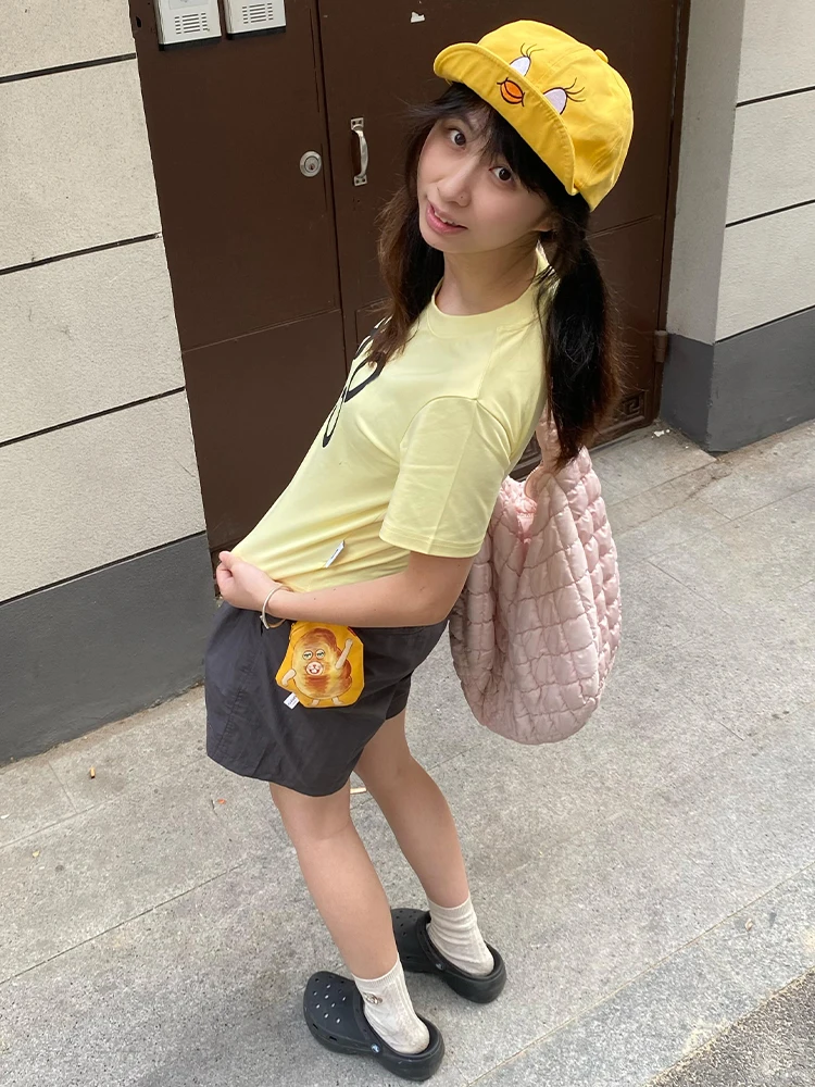 Tonngirls T-shirt stile coreano Donna Stampa grafica Top Y2k Vintage Top anni 2000 Estetica giapponese Tee Tops Estate Grunge Tees