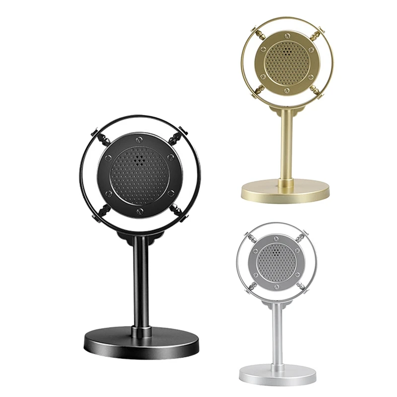 Vintage Style Microphone Simulation Classic Retro Microphone Dynamic Vocal Mic Universal Stand For Live Performance Sing Black