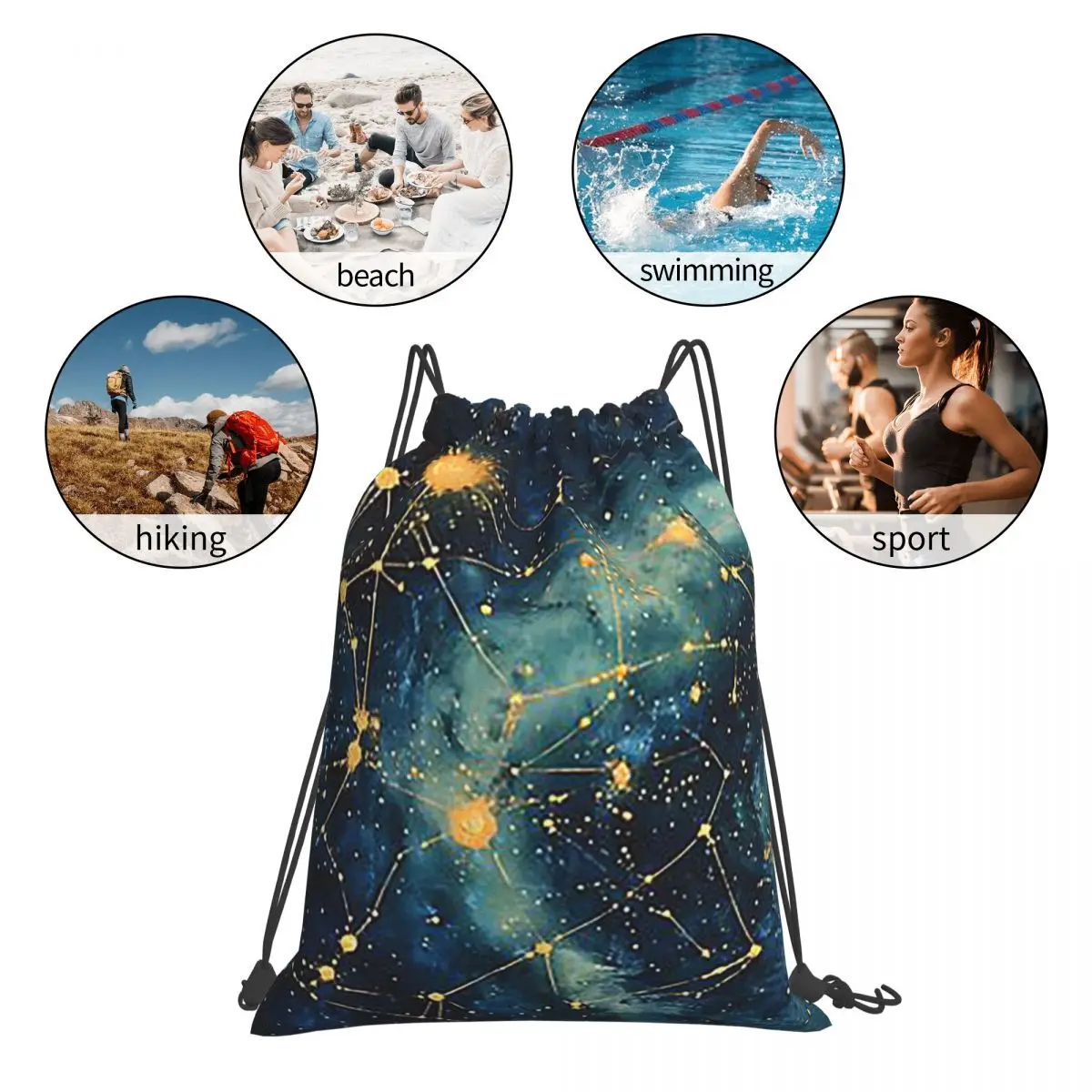 Celestial Cartography Backpacks Fashion Portable Drawstring Bundle Pocket Shoes Bag Book Bags For Man Woman Students