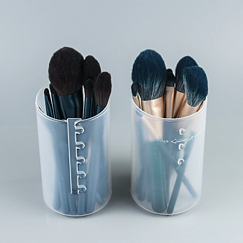 1pcs Adjustable Height PVC Makeup Brush Holder Display Boxs Storage Cup Organizer with Lid