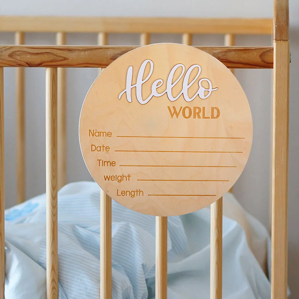 

2 pcs Baby Birth Announcement Signs Wooden Newborn Name Sign For Hospital Infant Birth Announcement Decoration Gift Baby Shower