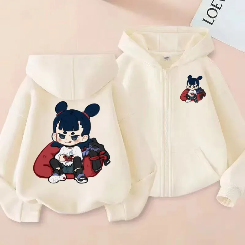 سترة صوفية بغطاء للرأس للأطفال مطبوعة بشكل لطيف على طراز Q للأولاد والبنات #1