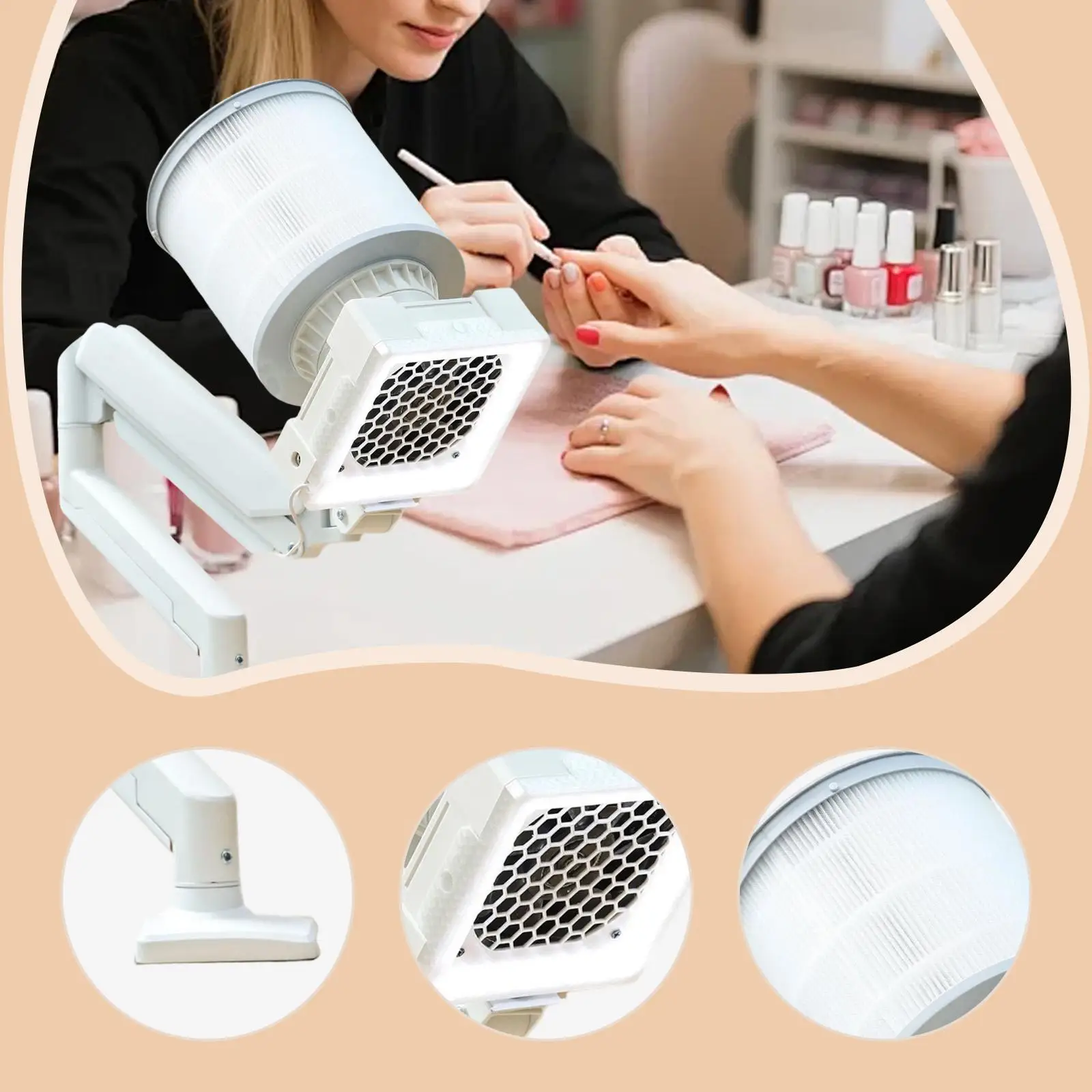 Nail Dust Collector Nail Tech Industrial Vacuum Fan Powerful Suction for Woodcarving Studio Home Use Nail Salon EU Adapter