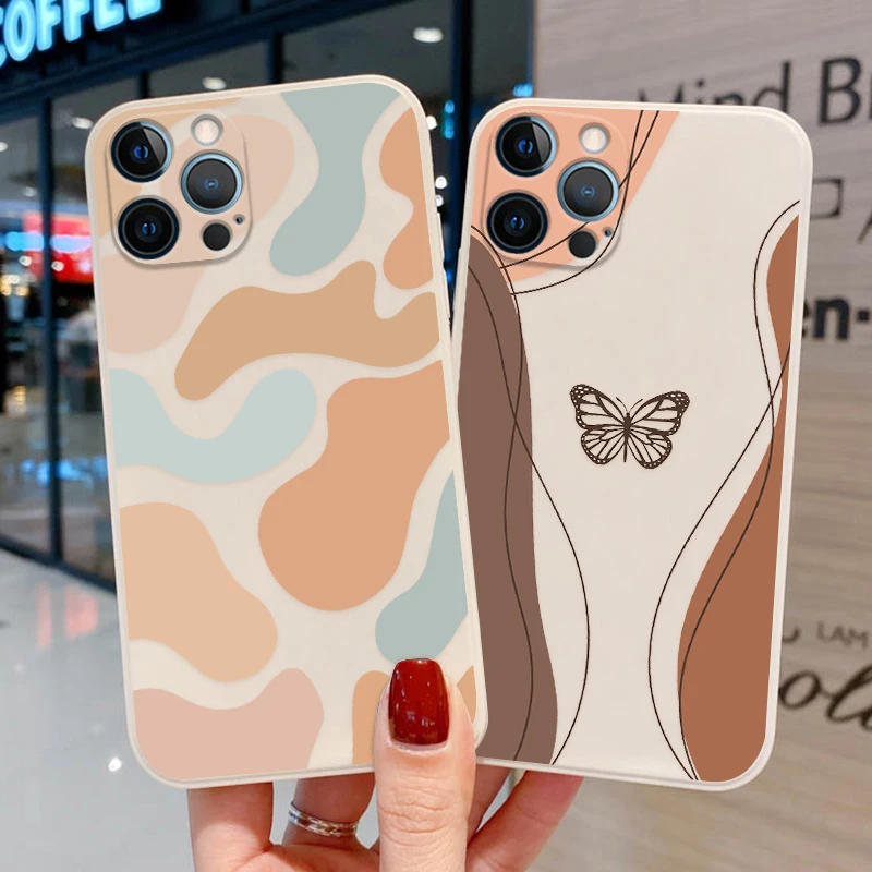 สําหรับiPhone 11 สําหรับiPhone 12 13 14 16 Pro Max 14 16 Plus XS Max XR X 13 12 Mini 14 Plusบทคัดย่อเรขาคณิตFundas