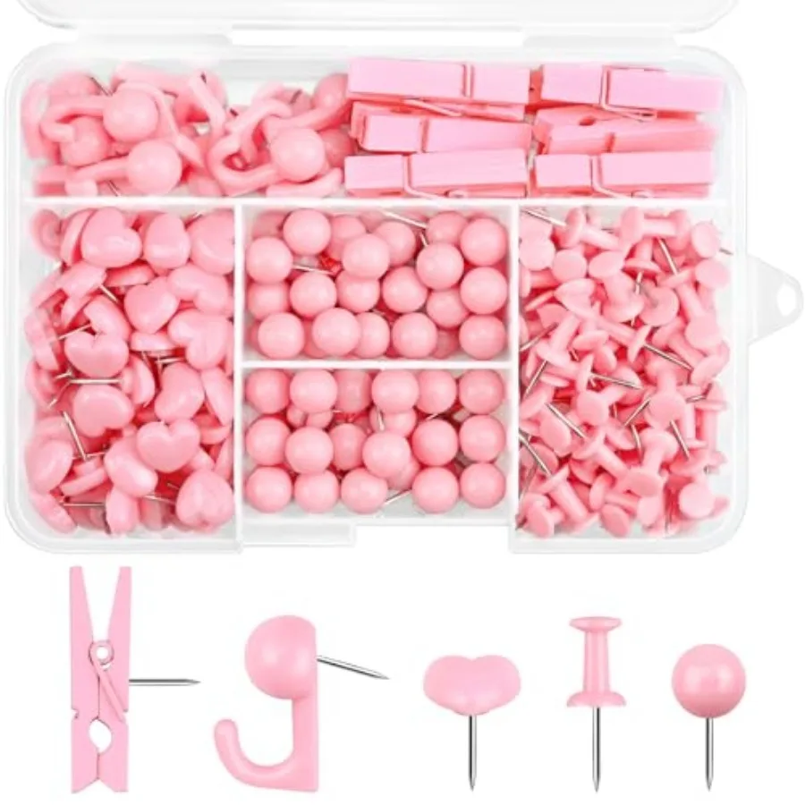 

260 Pcs Push Pins Set 5 Styles Thumb Tacks Cute Push Pins for Bulletin Board, Cork Board