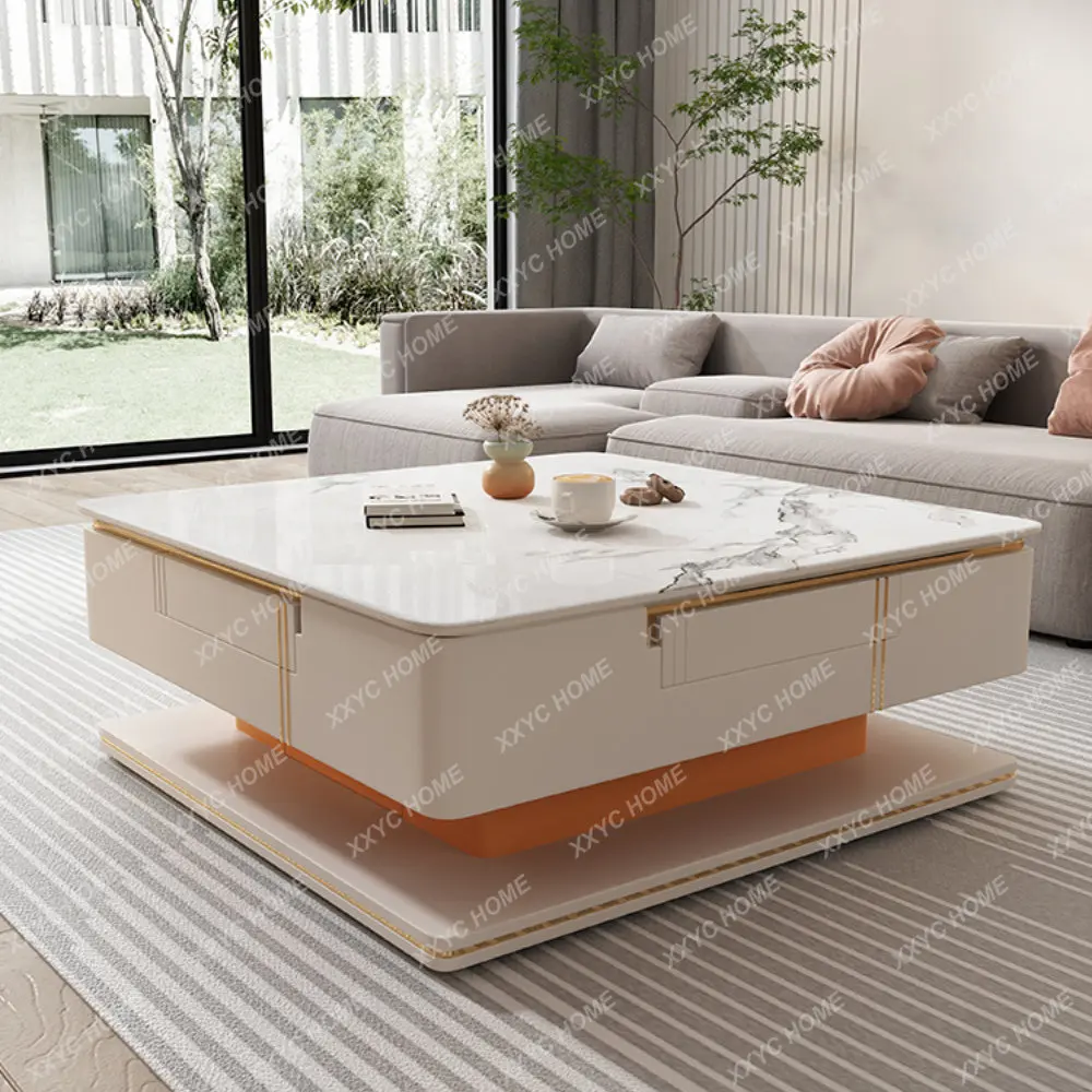 Mahjong Table Coffee Table Integrated Square Lifting Smart Multi-Functional Coffee Table Dual-Use Living Room