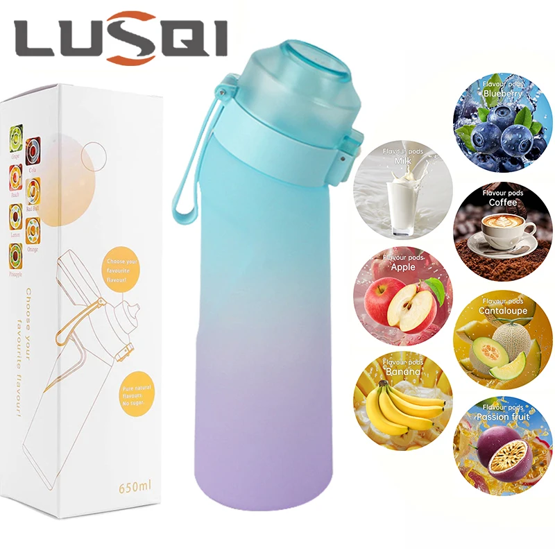 

LUSQI Air Flavored Water Bottle With 7 Flavor Pods Sports Fashion Straw Tritan Plastic Cup Suitable for Outdoor Sports Fitness