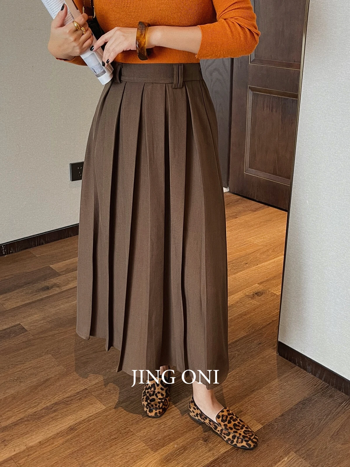 Pleated Skirts Long Y2k Woman Clothing 2023 Fashion Korean Style Vintage Autumn Tulle Cargo Cankant Brown Elegant Wrap Gothic