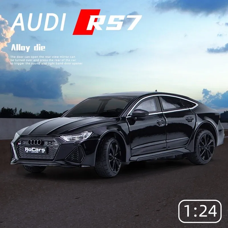 

1:24 Audi RS7 Sportback Alloy Die Cast Toy Car Model Wheel Steering Sound and Light Children's Toy Collectibles Birthday gift