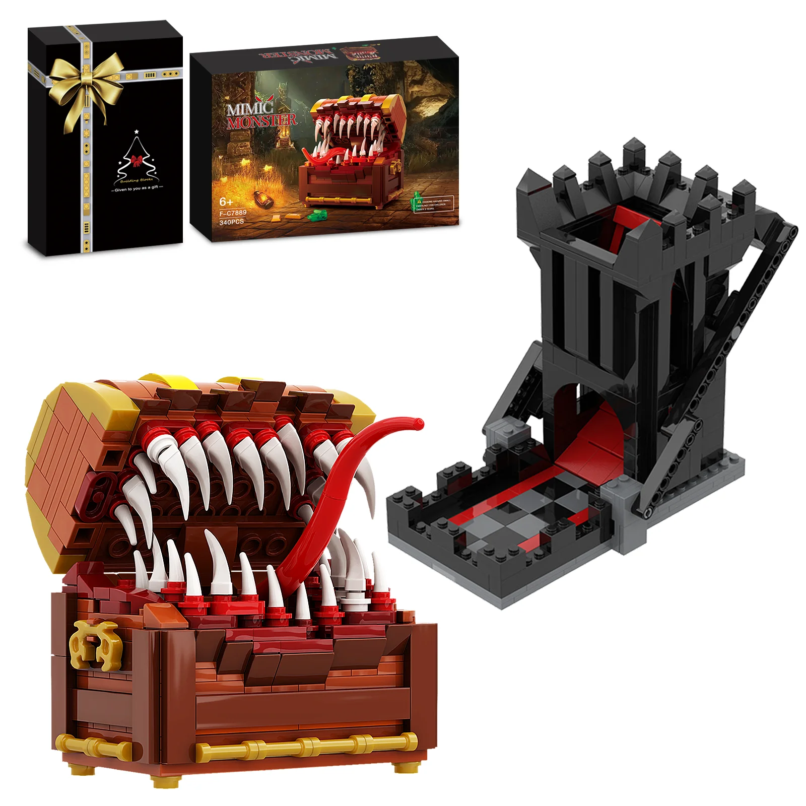 

Mimic Treasure Chest Monster Building Block Kit,Dungeons & Dragons Game Series Diceable Castle Assemble Construction Brick Set