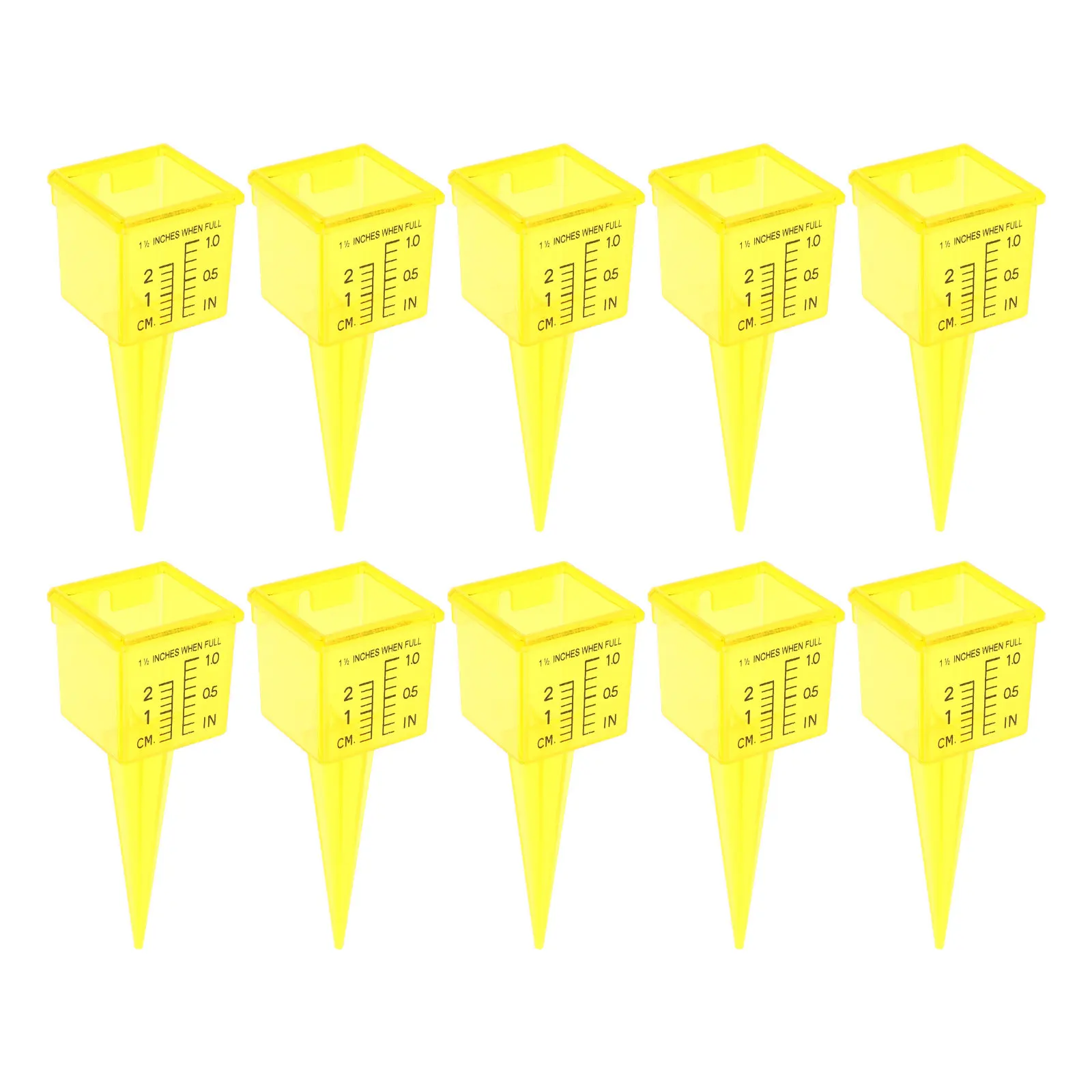 10pcs Bright Stakes Gauge Rainfall Meter Big Capacity Water Measuring Tool Rain Landscape Water Measure Gauge 1.5\