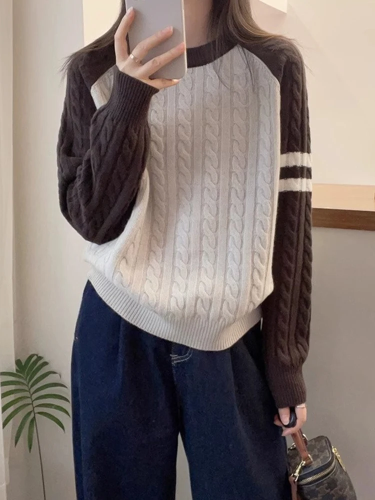 

Вовняный вязаный свитер Faionable Color Blo oulder Sve, ранняя осень, повседневный мягкий утягивающий топ, женская одежда