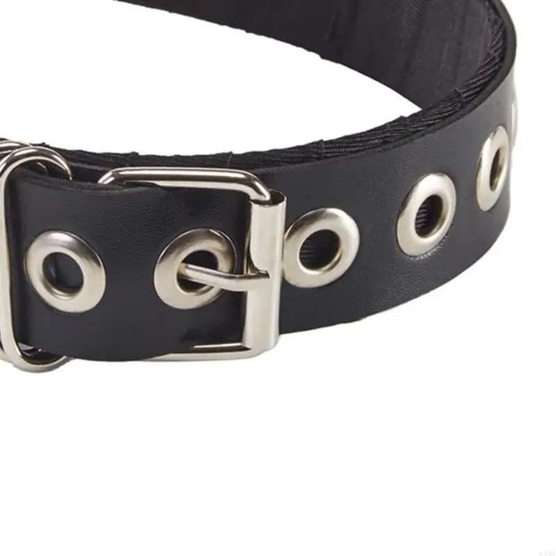 K1ME Leather Buckle Headband Rock Headband Punk Headband PU Leather Headband Gothic