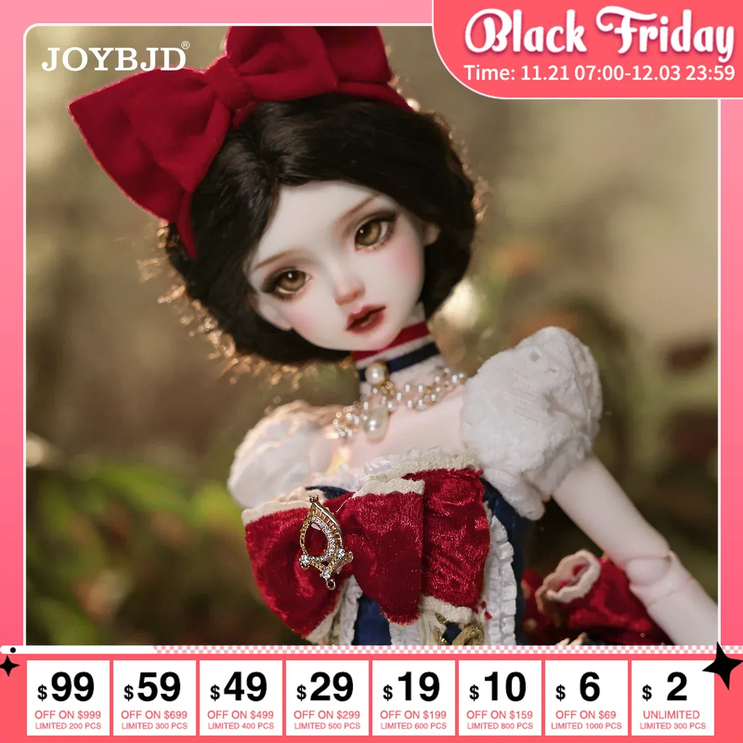 Joybjd Beeno Bjd Doll 1/4 Full Set with Garnet Body Fairy Tale Style Princess for Female Ball Jointed Doll Bjd Dolls