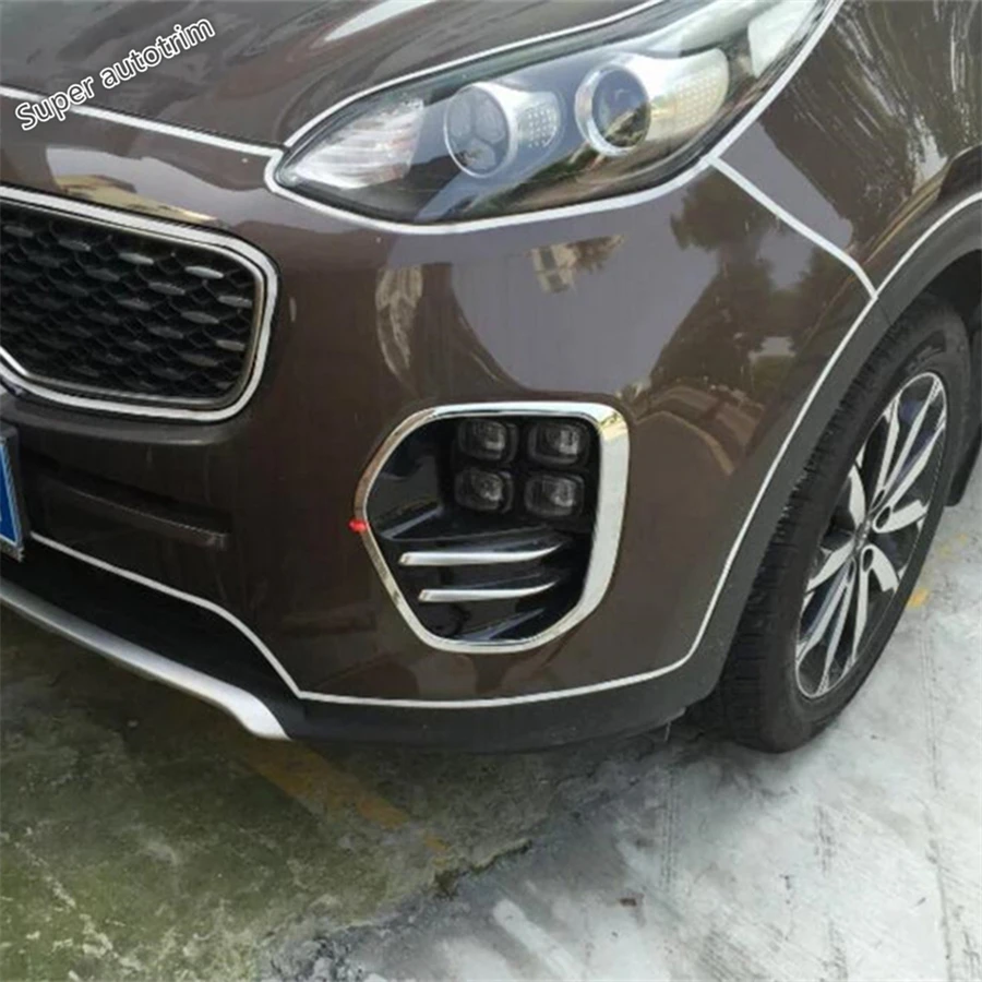 

Front Fog Lights Lamps Foglight Frame Decoration Cover Trim For KIA Sportage 2016 2017 2018 ABS Chrome Accessories Exterior Kit