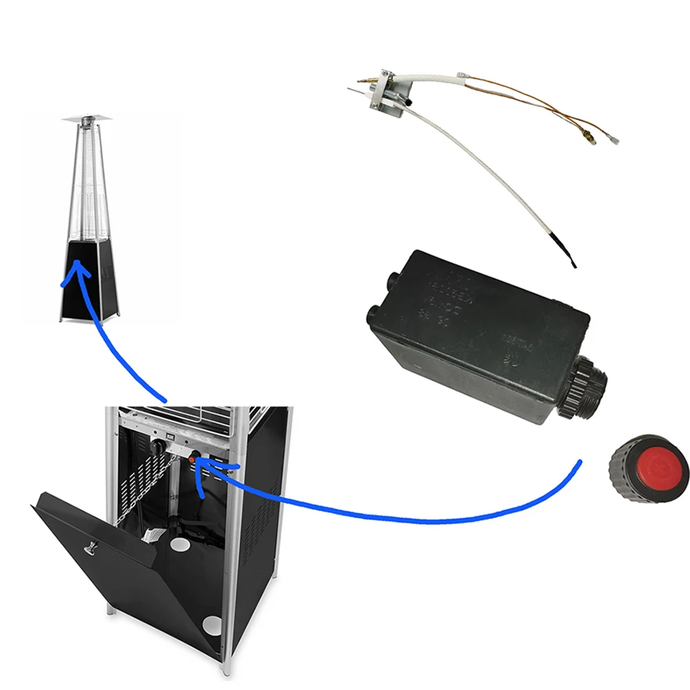 Metal Outdoor Tower Shaped Gas Heater Head Assembly With Efficient Heat Distribution Burner Replacement