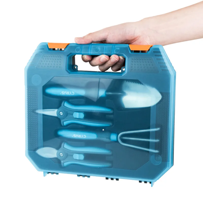 Stock listo, juego de herramientas de jardín de 4 piezas, kits de herramientas manuales de jardinería de flores y verduras con estuche de transporte