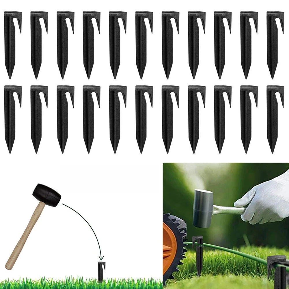 100pcs Garden Lawn Mower Peg for Boundary Wire Installation Environment-friendly Plastic Ground Pegs Ground Spikes Fixing Pins