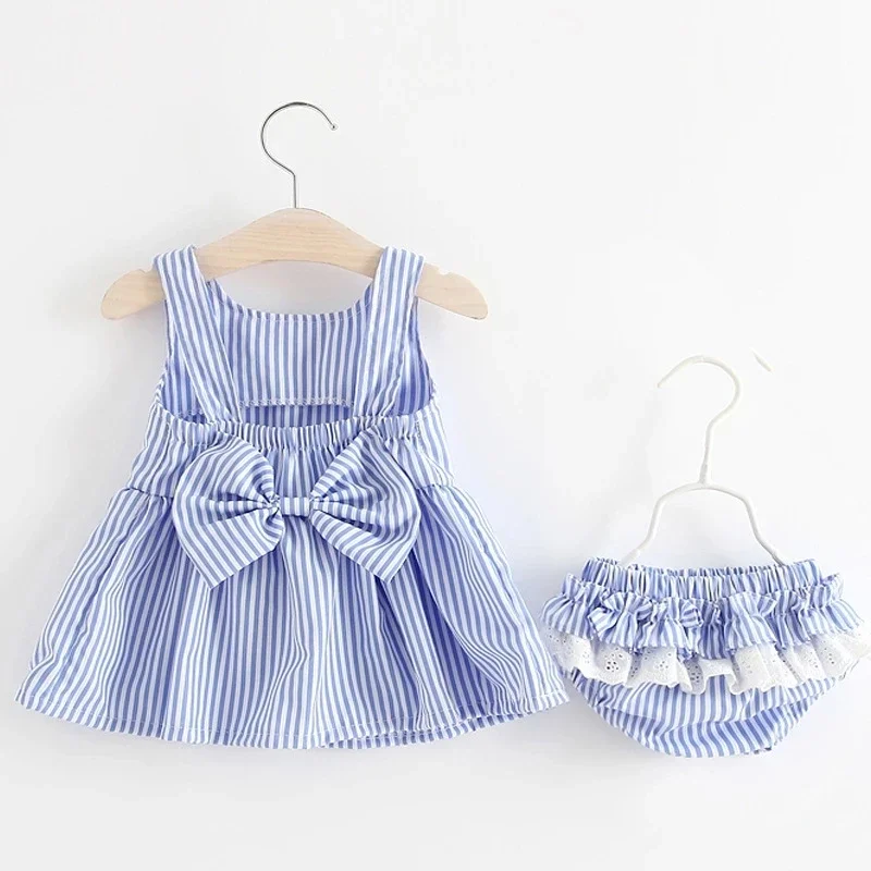 Baby Clothing Sets 2022 Girls Sleeveless Dress Stripe Pattern 6-24M