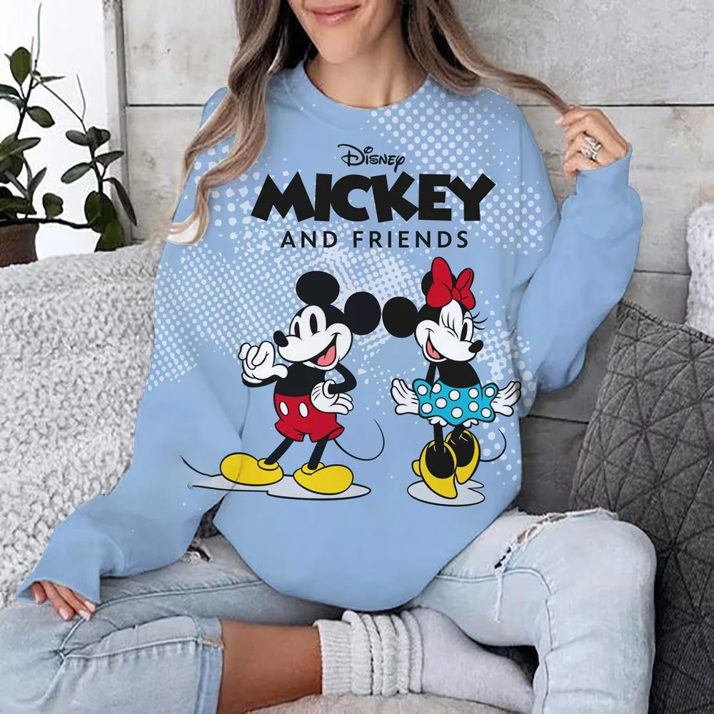 Disney Mickey Mouse Women\'s Sweatshirt Autumn Large Hoodie Kawaii Fashion Sudaderas Y2k Clothing Large Hoodie