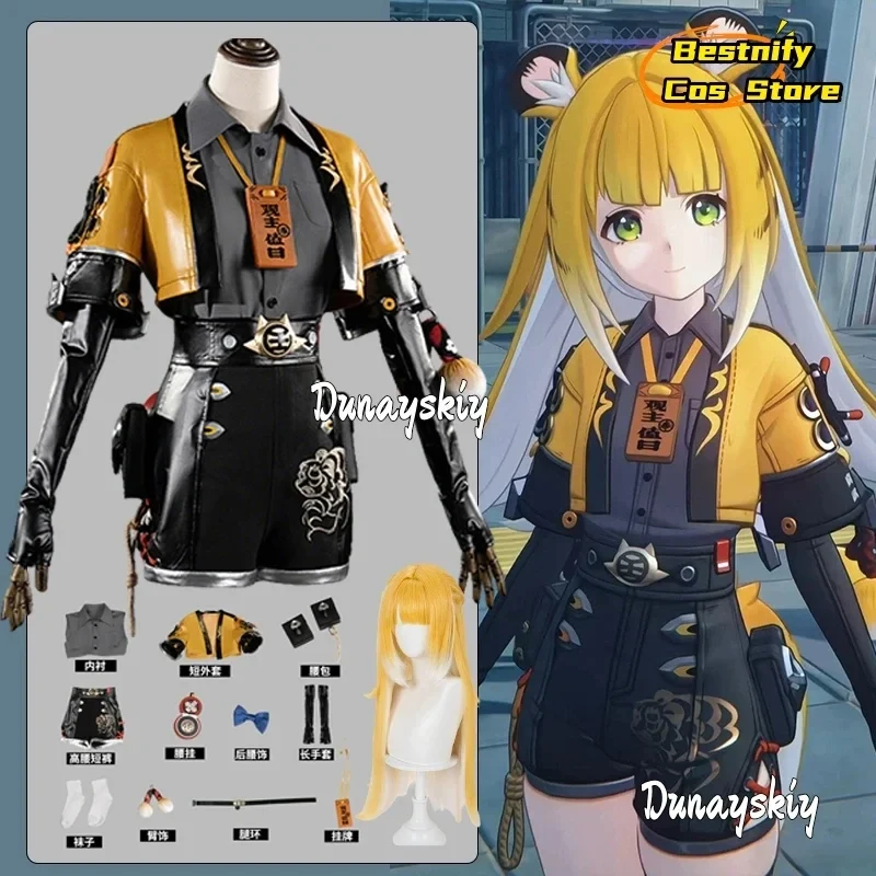 

ABC123CosplayJu Game Zenless Zone Zero Cosplay Costume Leather jacket Ultra-Short Jumpsuit Set Ju Fufu Role-play 3'd,5;h.9/