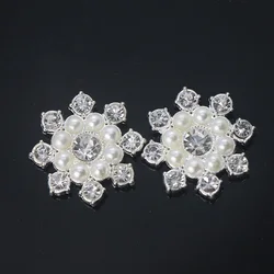 SKYE CIEL 10Pcs Silver 23*23mm  Pearl Rhinestone Jewelry Accessories Clothing Wedding Decoration Diy Crafts Headband