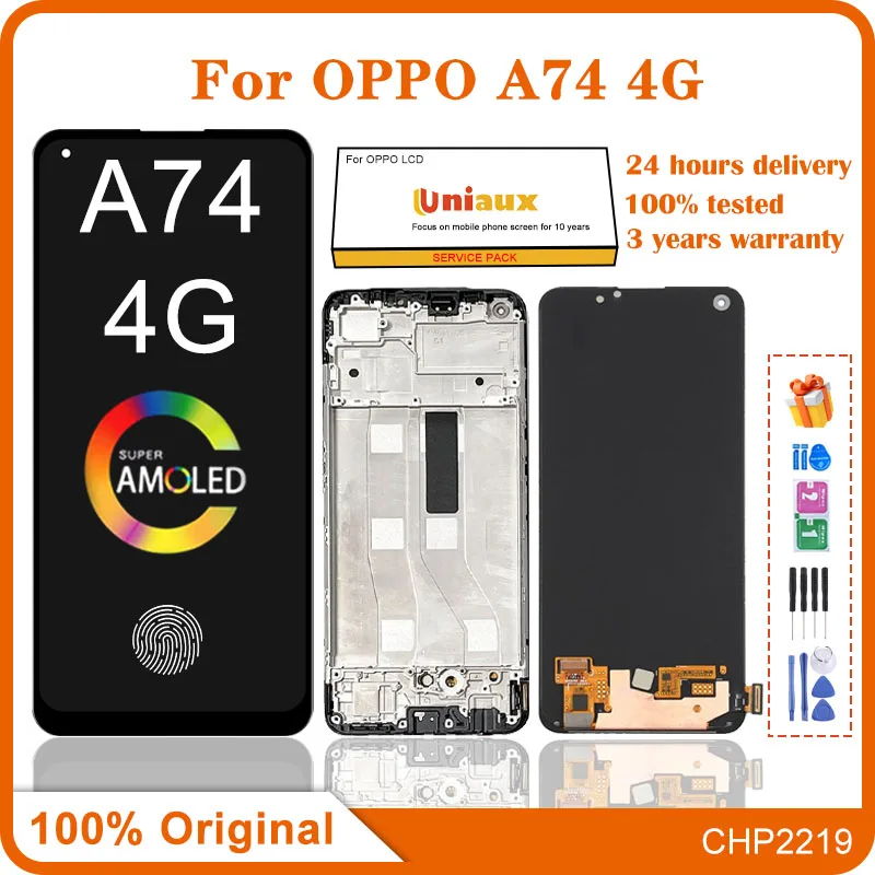 

6.43'' Display for Oppo A74 4G CHP2219 Lcd Display Touch Screen Digitizer Assembly with Frame for Oppo A74 Replacement