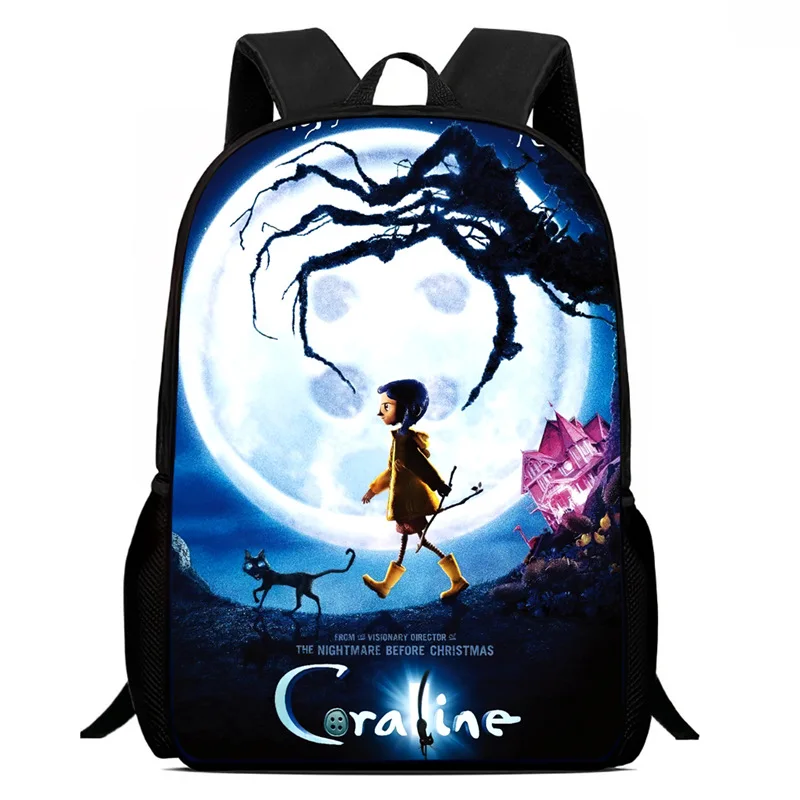 

Hot Anime Coraline The Secret Door 3D Print Backpack Primary School Bags for Boys Girls Back Pack Students School Book Bags