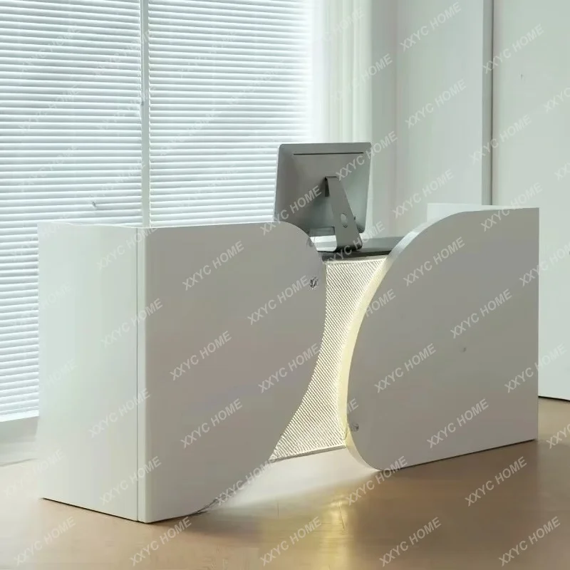 XX Simple modern clothing store checkout page bar counter simple paint company front desk reception desk with light cashier co