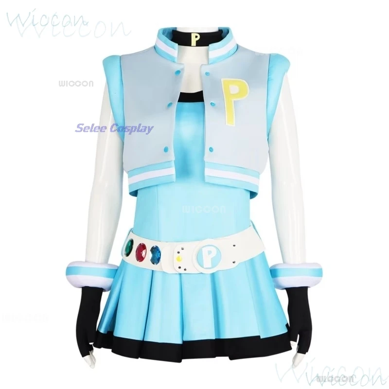 Powerpuff Girls Cosplay Girls Costume Dress Set Blossom Buttercup Bubbles Costume Dress With Belt Set Halloween Fancy Dress