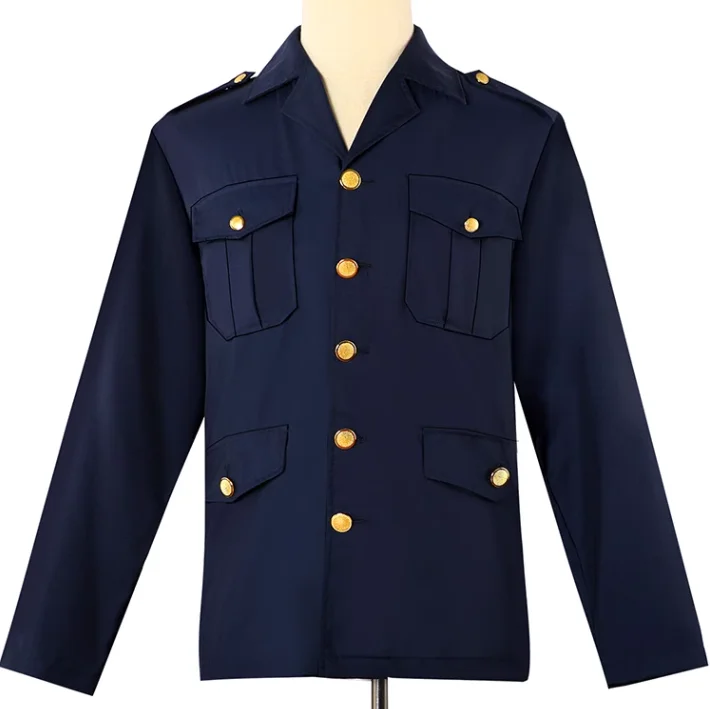 قميص رجالي باللون الأزرق الداكن زي حارس الأمن الربيعي #1