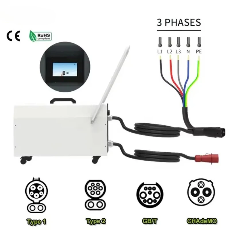 20KW-40KW Portable Charging Pile Commercial GB/T CCS2  DC Fast Charging 220V-750V Electric Vehicle Charger Mobile
