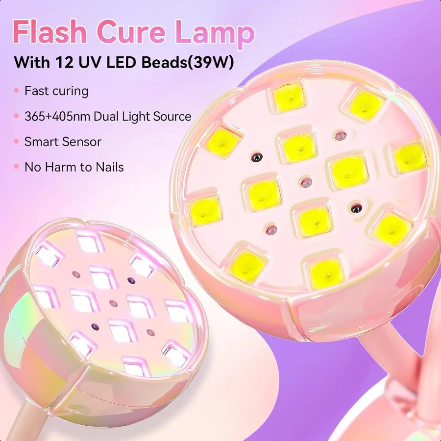 UV LEDネイルランプ グースネックUVライト ネイル用 コードレス充電式USB 39Wドライヤー LEDランプ オートセンサー付き 4つのタイマー設定付き 高速