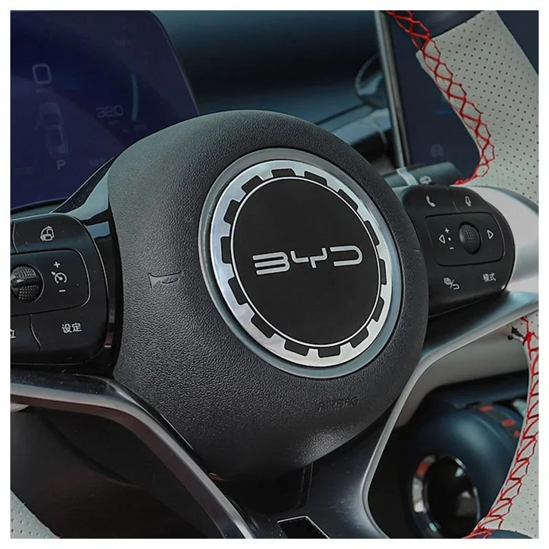 غطاء زخرفة لوحة عجلة قيادة السيارة ، غطاء مركز العجلة ، ملصق صب القطع ، BYD ، ATTO 3 ، YUAN PLUS ، SONG ، HAN ، Teng