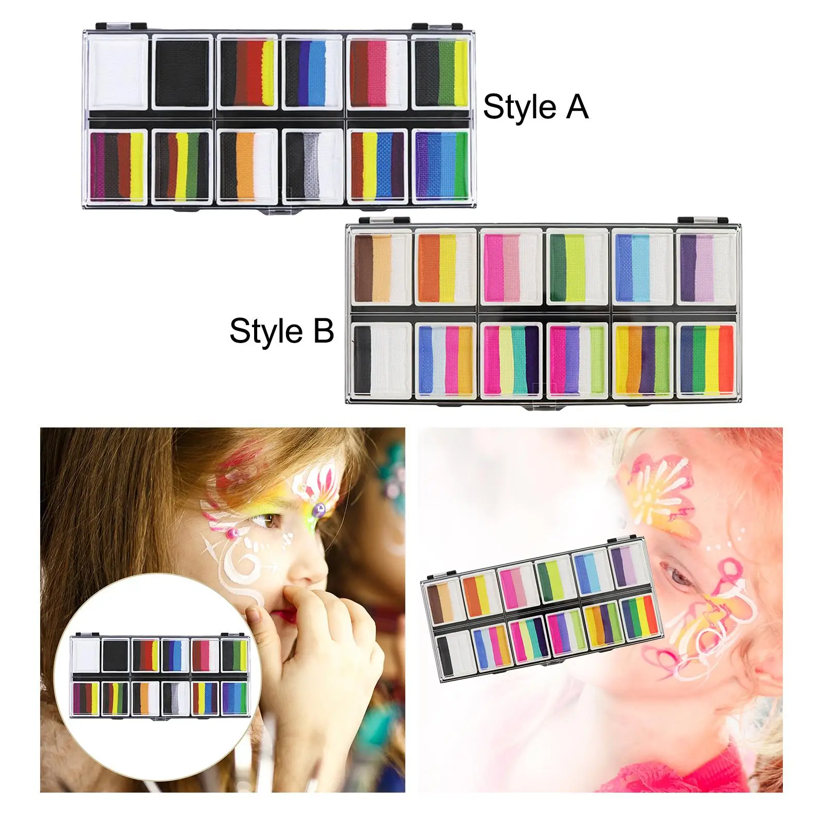 12 Colors Face Paint Split Cake Body Painting for Kids Adults Halloween Stage Makeup