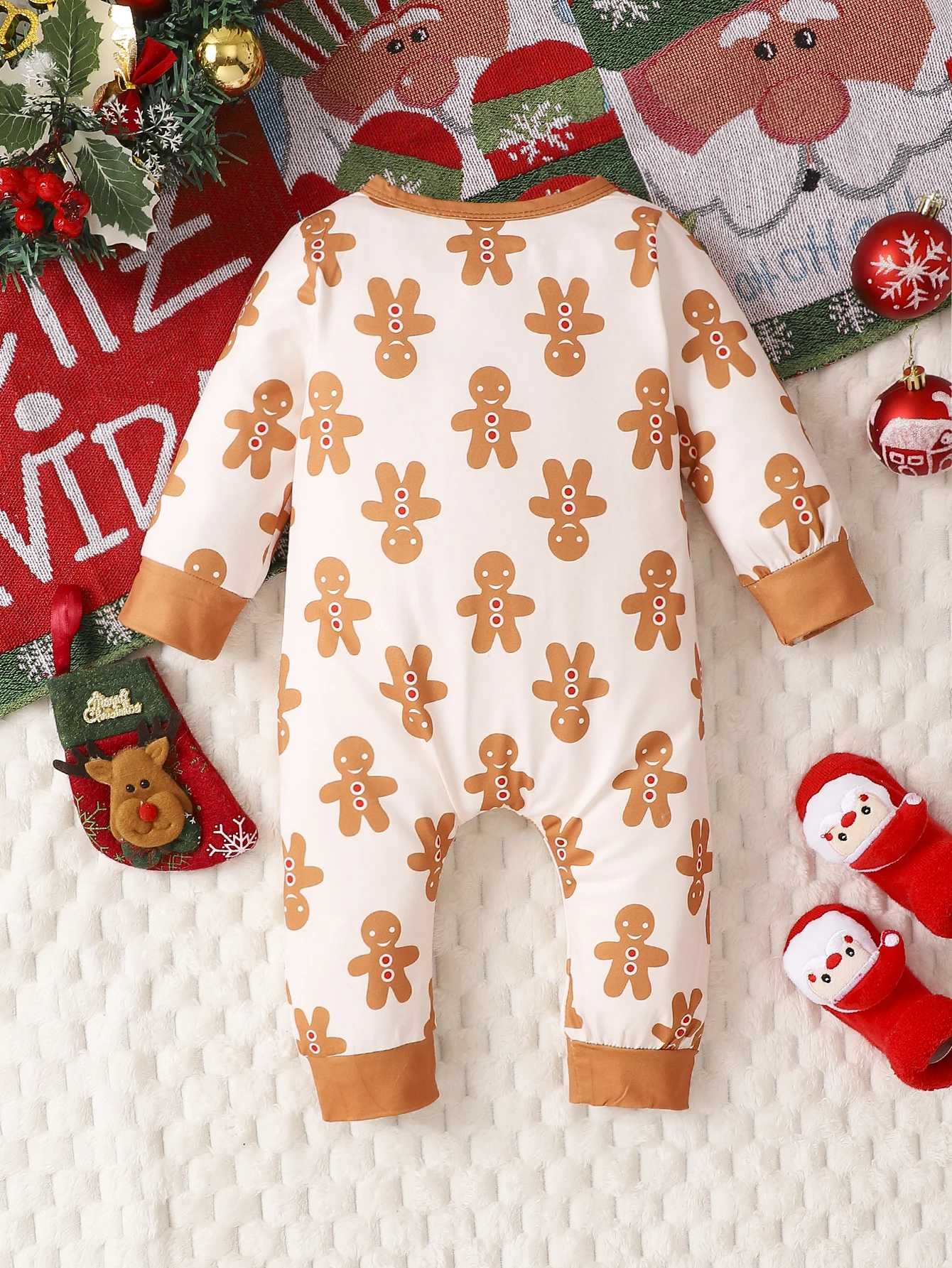 Autumn & Winter Infant/Toddler 0-18m 1 Year Old Baby Long Sleeved Cartoon Christmas Pants Crawling Suit Newborn Romper