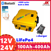 12V 24V 100Ah 120AH 150AH 200AH 300Ah 400Ah Lifepo4 lithium battery pack bluetooth BMS for Outdoor fishing boat solar propeller