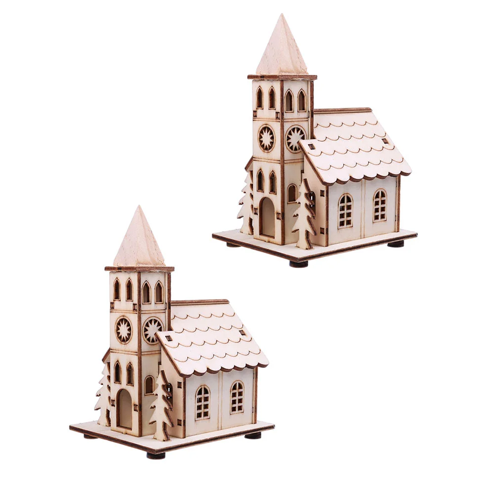 

Glow Cabin Christmas Decor Decorative Church Craft Desktop Prop Party Xmas Adorn Home Decorations