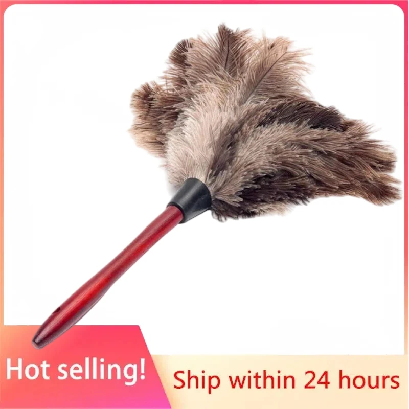 Ostrich Hair Duster Feather Cleaning Car Dust Brush Sweeper Furniture Cleaner Vacuum Household Wood Handle Mop Anti-static