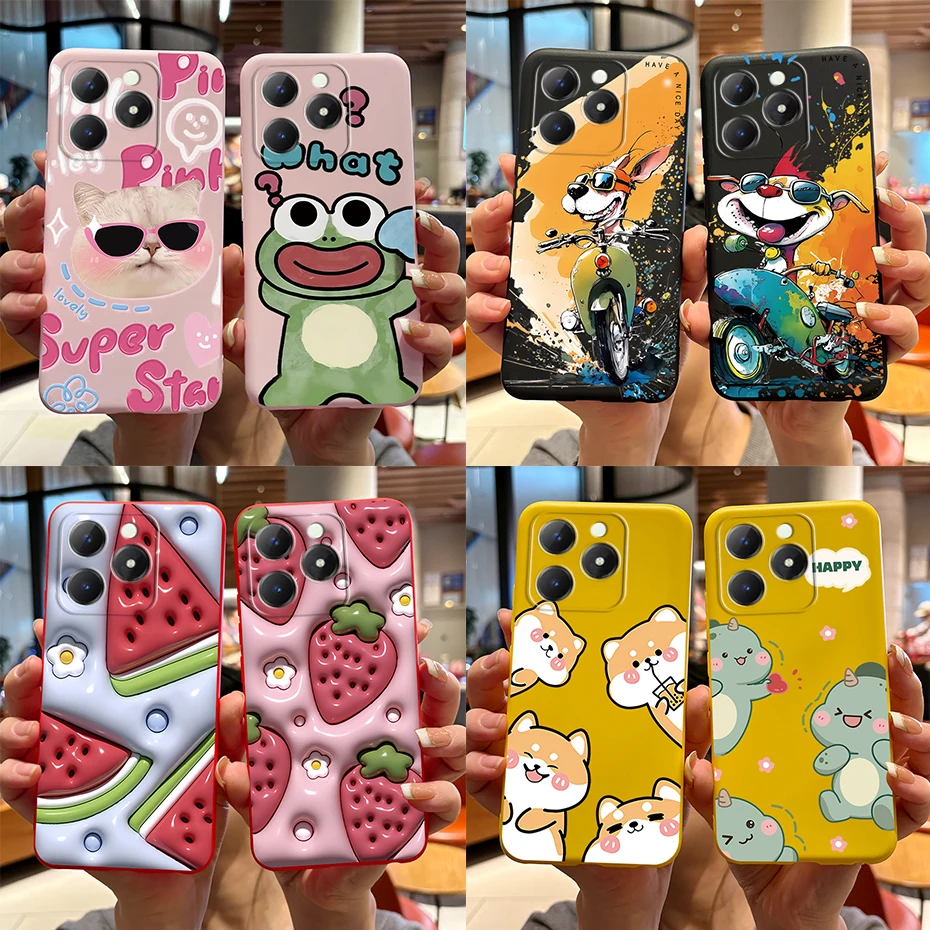 For Realme C63 4G 2024 Case RMX3939 Cover Cute Cartoon Bear Frog Soft Silicone Protective Cases For Realme C61 4G C 63 61 Funda