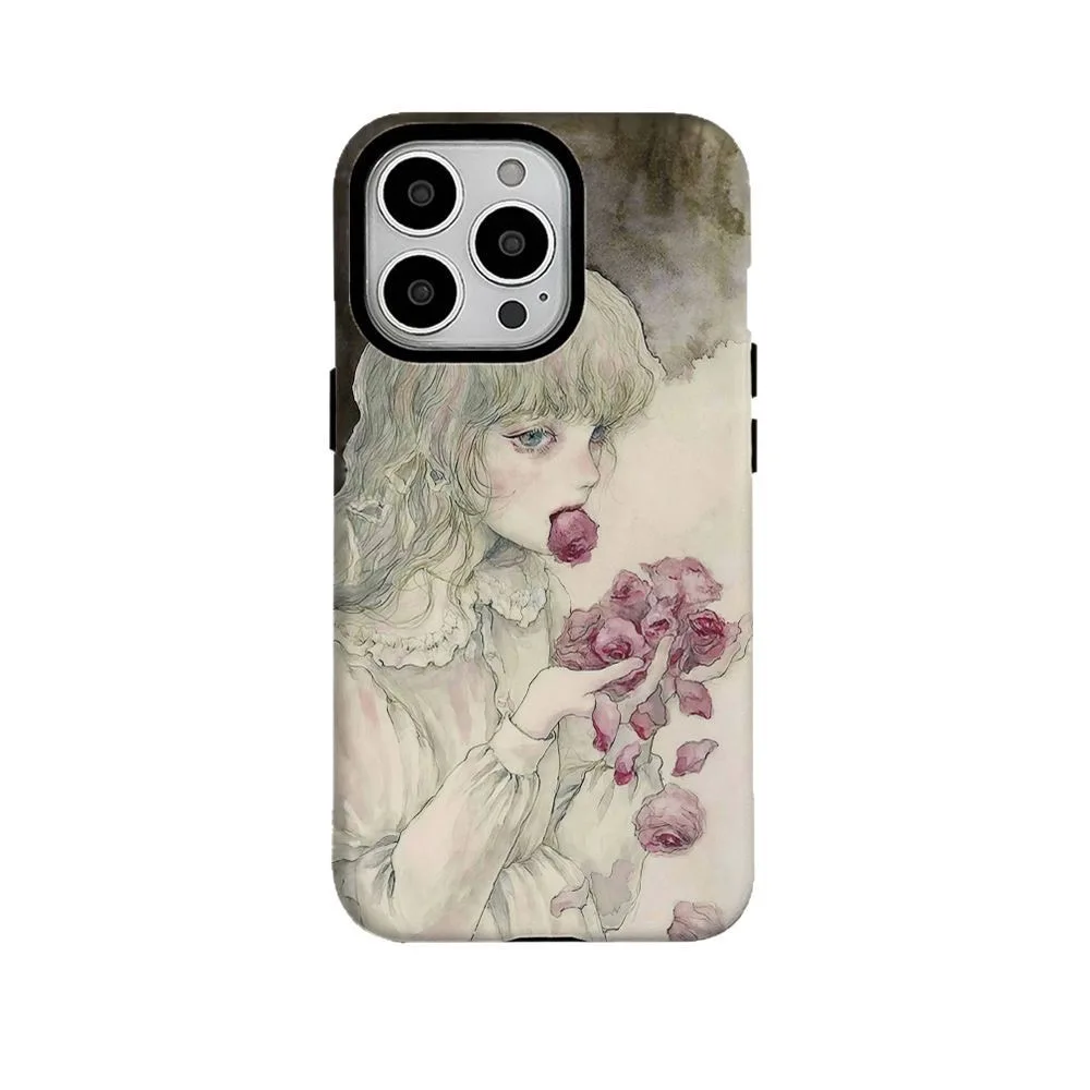 

Ins Girl Manga Purple Flowers Case for IPHONE 16ProMax 15 14 13 12 11 PRO 16 Plus XR Acrylic TPU Two in One Magnetic Phone Cases