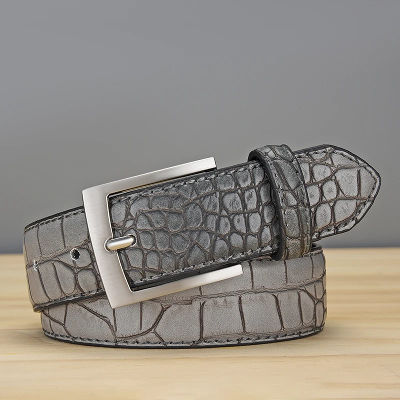 Men Faux Alligator Pattern Designer With Three Colour Choose Split Leather Lining Material Crocodile Belt  Free Shipping