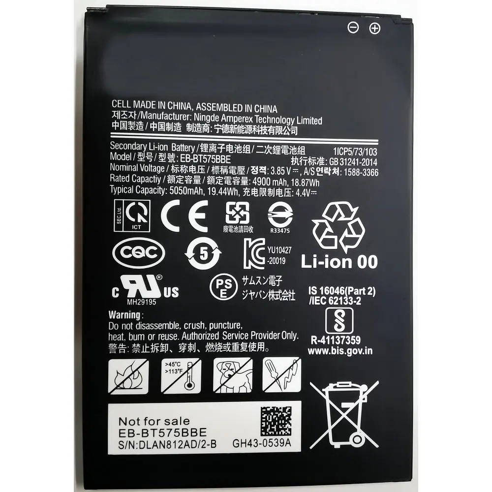 

New EB-BT575BBE Replacement Battery for Samsung Galaxy Tab Active 3 SM-T570 SM-T575 T575 T570 GH43-05039A