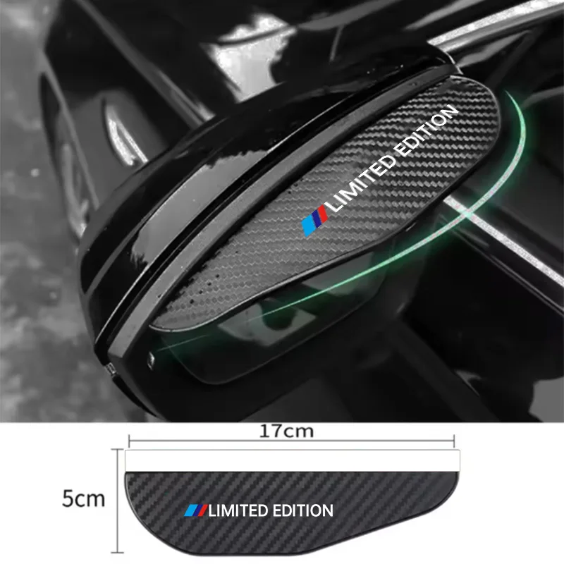 Blue, Red, and Three-Color Limited Car Rearview Mirror Rain Shield with Carbon Fiber Pattern, Rainproof Reflector, Widened and Enlarged