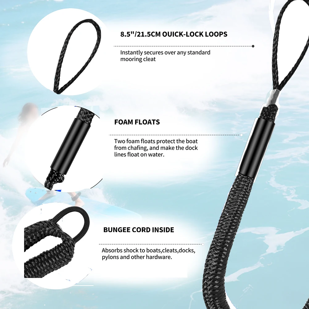 2Pcs Boat Bungee Dock Lines Boat Marine Rope For Kayak Jet Ski Dock Boating Bungee Dock Line Anti-corrosion Accessories Colorful - view 5