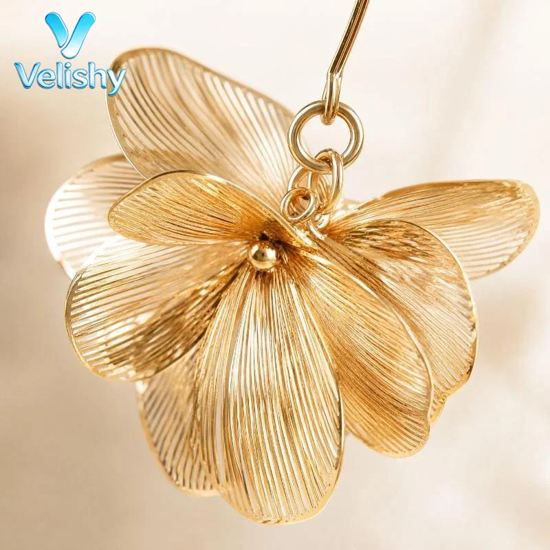!Gold Plated Long Butterfly Drop Earrings Textured Skin Friendly Hooks For Wedding Party Daily Wear