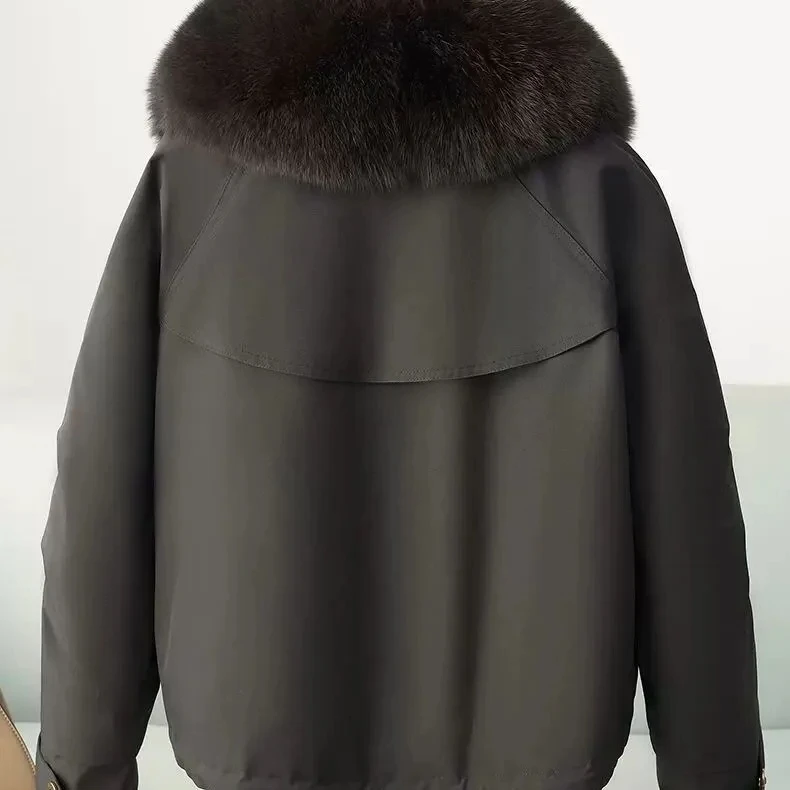 2026 Winter New High End Big Fur Collar Workwear Down Cotton Jacket Women's Fashion Short Thicken Cotton Female Parkas Coats